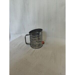 Vintage Bromwell Metal Flour Sifter with Hand Crank and Handle